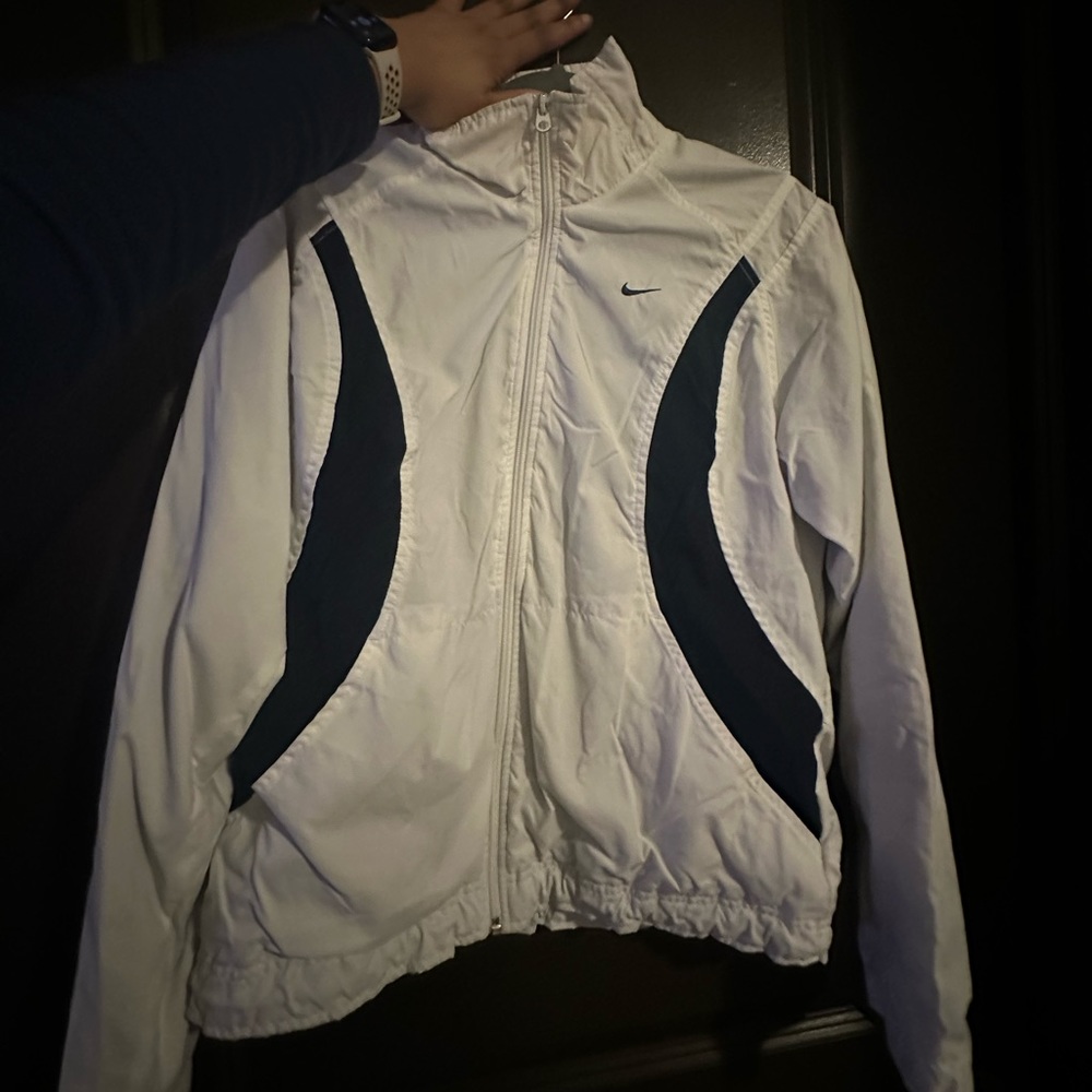 Nike White and Navy Windbreaker